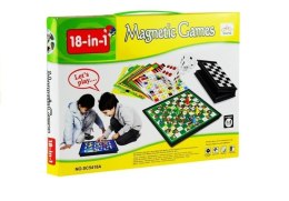 Zestaw Gier Rodzinnych 18w1 Szachy Magnetyczna Szachownica LEAN Toys