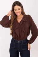 Bluzka Model MI-BZ-3261.23 Dark Brown - Rue Paris Rue Paris Bluzka Model MI-BZ-3261.23 Dark Brown - Rue Paris Rue Paris