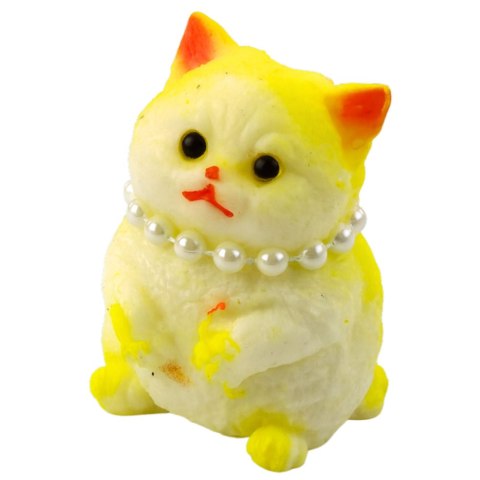 Gniotek Sensoryczny Miękki Kotek Z Perłami Biało-Żółty 7,5cm LEAN TOYS Gniotek Sensoryczny Miękki Kotek Z Perłami Biało-Żółty 7,5cm LEAN TOYS