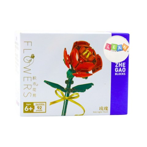 Klocki Konstrukcyjne Róża Z Kokardą Czerwona 92 el. LEAN Toys Klocki Konstrukcyjne Róża Z Kokardą Czerwona 92 el. LEAN Toys