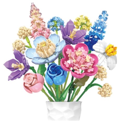 Klocki Konstrukcyjne Kwiaty Kolorowy Bukiet 880 el. LEAN Toys Klocki Konstrukcyjne Kwiaty Kolorowy Bukiet 880 el. LEAN Toys