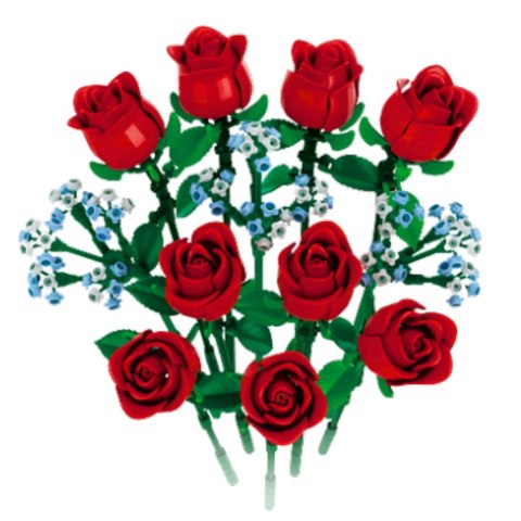 Klocki Konstrukcyjne Bukiet Kwiatów Róże Czerwone 649 el. LEAN Toys Klocki Konstrukcyjne Bukiet Kwiatów Róże Czerwone 649 el. LEAN Toys