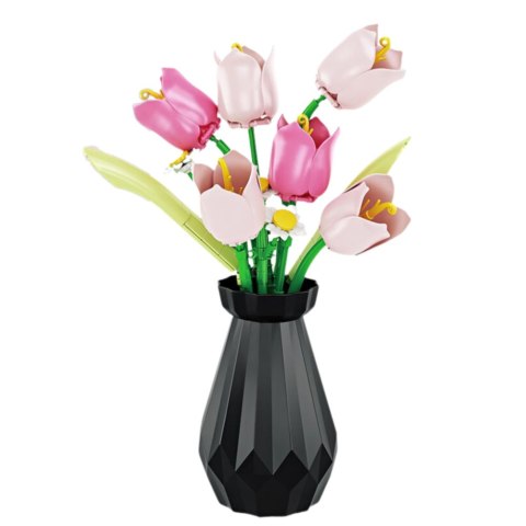 Klocki Konstrukcyjne Tulipany W Wazonie Bukiet 223 el. LEAN Toys Klocki Konstrukcyjne Tulipany W Wazonie Bukiet 223 el. LEAN Toys
