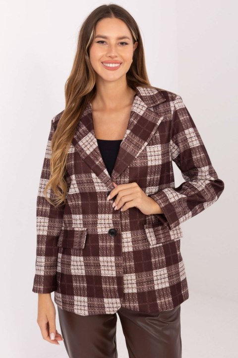 Marynarka Model MI-MA-4195.18 Brown - Rue Paris Rue Paris Marynarka Model MI-MA-4195.18 Brown - Rue Paris Rue Paris