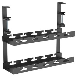 Organizer podbiurkowy na kable Maclean MC-104 B, max. obciążenie 5kg, 2 poziomy, czarny Maclean