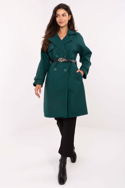 Płaszcz Damski Model IT-PL-FL5712.84 Dark Green - Rue Paris Rue Paris Płaszcz Damski Model IT-PL-FL5712.84 Dark Green - Rue Paris Rue Paris