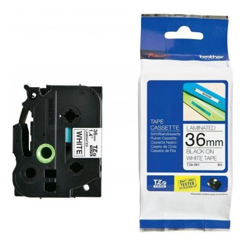 Taśma Brother P-Touch TZe-261 36mm x 8m (TZE261) - biała, czarny nadruk Brother