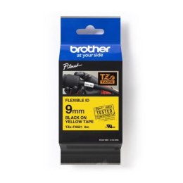 Taśma Brother P-Touch TZe-FX621 9mm x 8m (TZEFX621) - żółta, czarny nadruk Brother