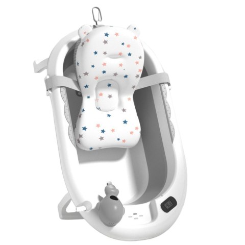 Wanienka Z Termometrem Dla Niemowląt Składana Materac W Gwiazdki Szara LEAN Wanienka Z Termometrem Dla Niemowląt Składana Materac W Gwiazdki Szara LEAN