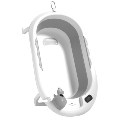 Wanienka Z Termometrem Dla Niemowląt Składana Materac W Gwiazdki Szara LEAN Wanienka Z Termometrem Dla Niemowląt Składana Materac W Gwiazdki Szara LEAN