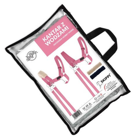 Zestaw Skippi - Hobby Horse Szary i dodatkowy Kantar - różowy Zestaw Skippi - Hobby Horse Szary i dodatkowy Kantar - różowy