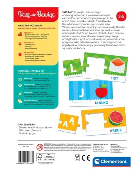 Gra edukacyjna Alfabet Uczę się Bawiąc Język Polski Clementoni 50766 Clementoni Gra edukacyjna Alfabet Uczę się Bawiąc Język Polski Clementoni 50766 Clementoni