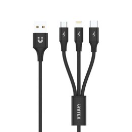 Kabel USB Unitek C14049BK USB 3 w 1 czarny (microUSB, Lightning, USB-C) Unitek