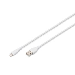 Kabel zasilający DIGITUS silikonowy USB-A - Lightning, USB 2.0 12W, certyfikat MFI, 2m biały Digitus