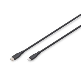 Kabel zasilający DIGITUS silikonowy USB-C - Lightning, USB 2.0 60W, certyfikat MFI, 2m czarny Digitus