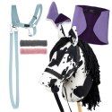 Zestaw Skippi - Hobby Horse Karo - srokaty - Derka wrzos - Kantar błękitny