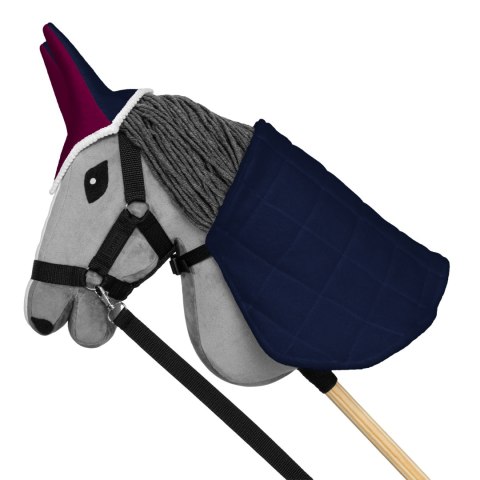 Zestaw Skippi - Hobby Horse Szary - Derka i nauszniki - fuksja i granat Zestaw Skippi - Hobby Horse Szary - Derka i nauszniki - fuksja i granat