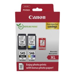 Zestaw tuszy Canon PG-545XL Black 15ml 400 str./CL-546XL Color 13ml 300 str. + papier fotograficzny glossy 50 arkuszy (8286B011) Canon