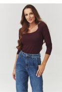 Bluzka Model C10 Bordo - Makadamia Makadamia Bluzka Model C10 Bordo - Makadamia Makadamia