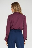 Bluzka z wiązaniem pod szyją B203 Śliwka - Nife Nife Bluzka z wiązaniem pod szyją B203 Śliwka - Nife Nife