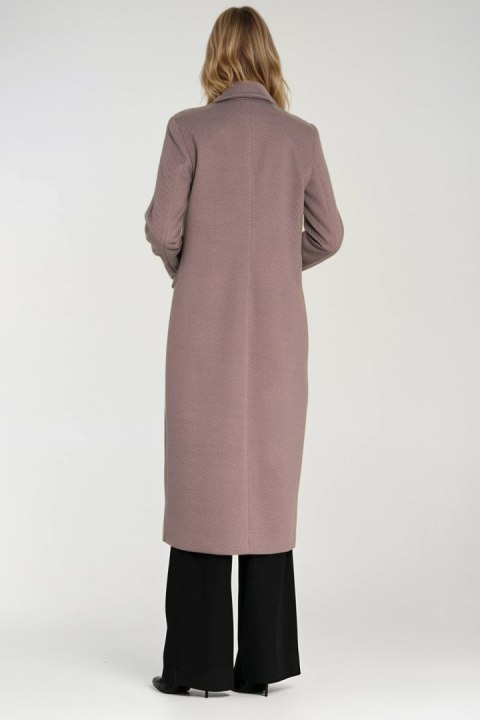 Elegancki płaszcz dwurzędowy PL25 Beige - Nife Nife Elegancki płaszcz dwurzędowy PL25 Beige - Nife Nife