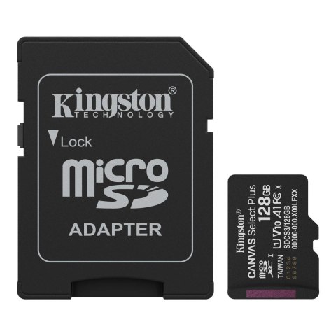 Karta pamięci Kingston microSDXC Canvas Select Plus 128GB C10 UHS-I/U1 A1 V10 + adapter Kingston Karta pamięci Kingston microSDXC Canvas Select Plus 128GB C10 UHS-I/U1 A1 V10 + adapter Kingston