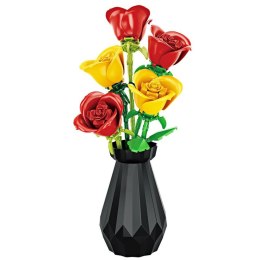 Klocki Konstrukcyjne Bukiet Róż W Wazonie Czerwone Żółte 249 el. LEAN Toys