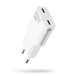 Ładowarka sieciowa everActive GaN SUPER SLIM SC-385Q QC4+ 2x USB-C PD 30W biała Everactive