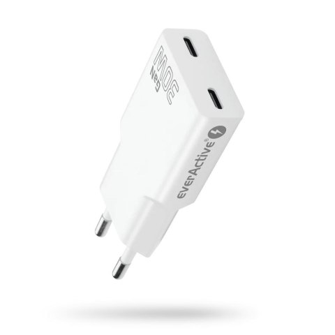 Ładowarka sieciowa everActive GaN SUPER SLIM SC-385Q QC4+ 2x USB-C PD 30W biała Everactive Ładowarka sieciowa everActive GaN SUPER SLIM SC-385Q QC4+ 2x USB-C PD 30W biała Everactive