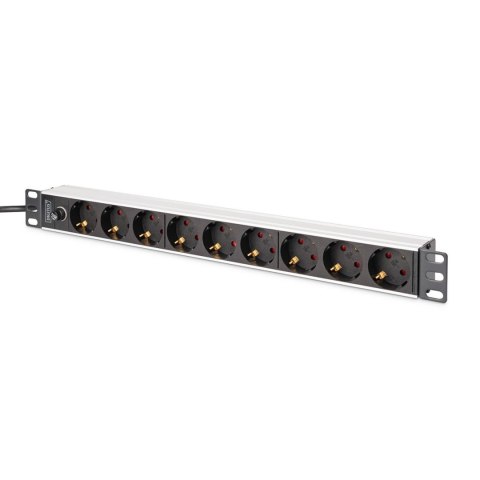 Listwa zasilająca DIGITUS PDU Rack 19" z bezpiecznikiem przeciążeniowym, 9 gniazd Schuko CEE 7/3 (45°), kabel 2m wtyk IEC C14, 1 Digitus Listwa zasilająca DIGITUS PDU Rack 19" z bezpiecznikiem przeciążeniowym, 9 gniazd Schuko CEE 7/3 (45°), kabel 2m wtyk IEC C14, 1 Digitus