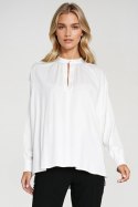 Oversizowa bluzka z marszczeniem B197 Ecru - Nife Nife Oversizowa bluzka z marszczeniem B197 Ecru - Nife Nife