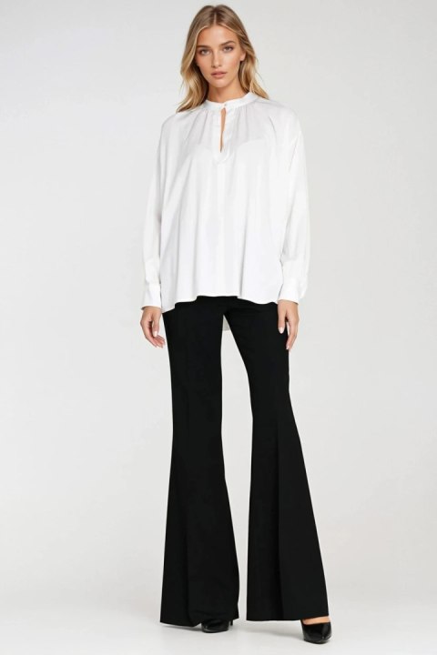 Oversizowa bluzka z marszczeniem B197 Ecru - Nife Nife Oversizowa bluzka z marszczeniem B197 Ecru - Nife Nife