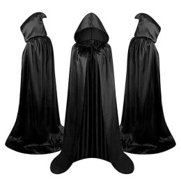 Peleryna Narzutka Z Kapturem Karnawałowa Halloweenowa Czarna 160cm LEAN Toys