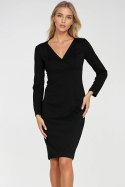 Sukienka z kopertowym dekoltem S276 Black - Nife Nife Sukienka z kopertowym dekoltem S276 Black - Nife Nife
