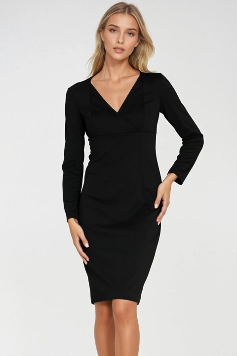 Sukienka z kopertowym dekoltem S276 Black - Nife Nife Sukienka z kopertowym dekoltem S276 Black - Nife Nife