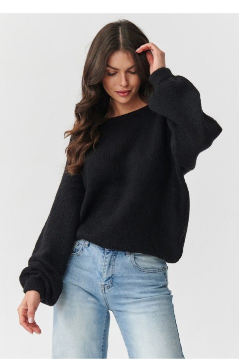 Sweter Damski Model S168 Black - Makadamia Makadamia Sweter Damski Model S168 Black - Makadamia Makadamia