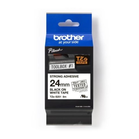 Taśma Brother P-Touch TZe-S251 24mm x 8m (TZES251) - biała, czarny nadruk Brother