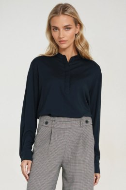 Wiskozowa bluzka polo ze stójką B194 Navy - Nife Nife