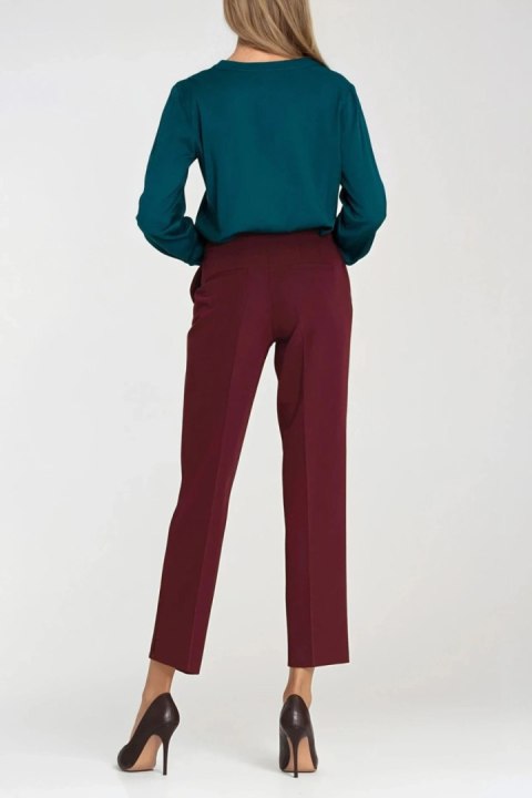 Wiskozowa bluzka z szeroką plisą na dekolcie B196 Szmaragd - Nife Nife Wiskozowa bluzka z szeroką plisą na dekolcie B196 Szmaragd - Nife Nife