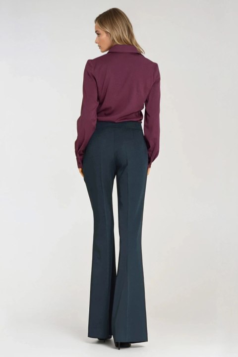 Wiskozowa bluzka z żabotem B202 Śliwka - Nife Nife Wiskozowa bluzka z żabotem B202 Śliwka - Nife Nife