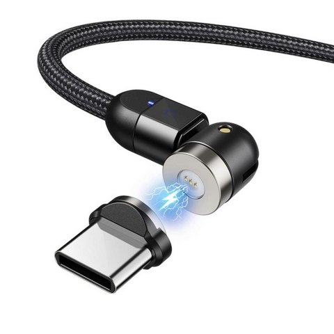 Kabel USB 2.0 Maclean MCE474 magnetyczny USB C kątowy 1m czarny Maclean Kabel USB 2.0 Maclean MCE474 magnetyczny USB C kątowy 1m czarny Maclean