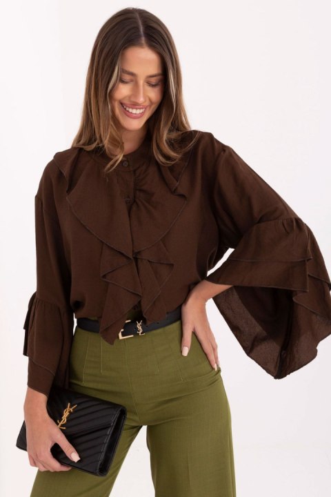 Koszula Damska Model MI-KS-32330.05P Brown - Rue Paris Rue Paris Koszula Damska Model MI-KS-32330.05P Brown - Rue Paris Rue Paris