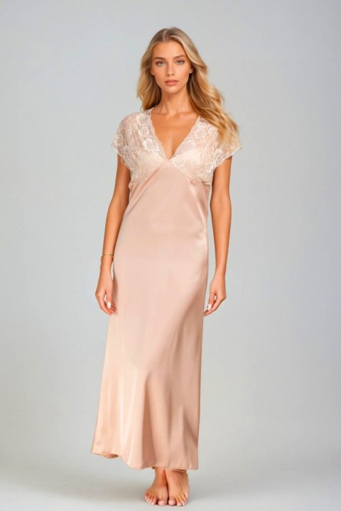 Koszulka nocna Halka Model Mactan satyna Nude - Kalimo Kalimo Koszulka nocna Halka Model Mactan satyna Nude - Kalimo Kalimo