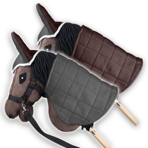 DERKA DWUSTRONNA I NAUSZNIKI SKIPPI DLA HOBBY HORSE - BRĄZOWA - SZARA