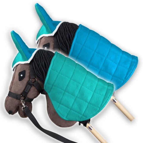 DERKA DWUSTRONNA I NAUSZNIKI SKIPPI DLA HOBBY HORSE - NIEBIESKA - ZIELONA