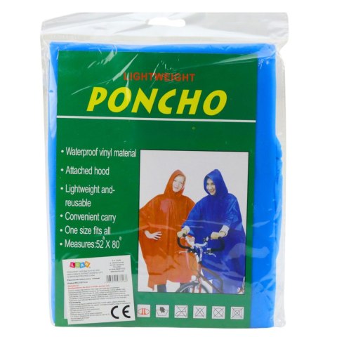 Płaszcz Peleryna Przeciwdeszczowa Wielokrotnego Użytku Niebieska 132 x 203 cm LEAN