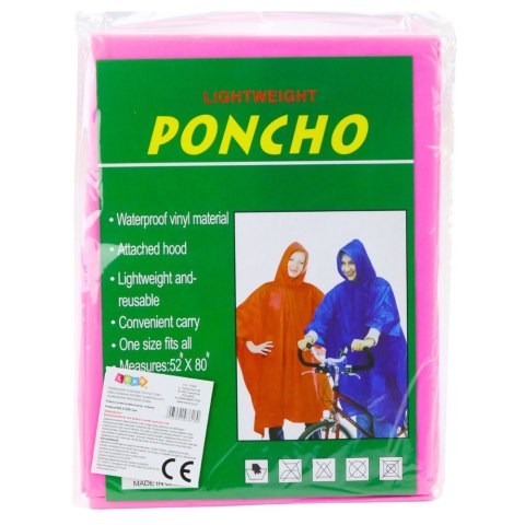 Płaszcz Peleryna Przeciwdeszczowa Wielokrotnego Użytku Różowa 132 x 203 cm LEAN