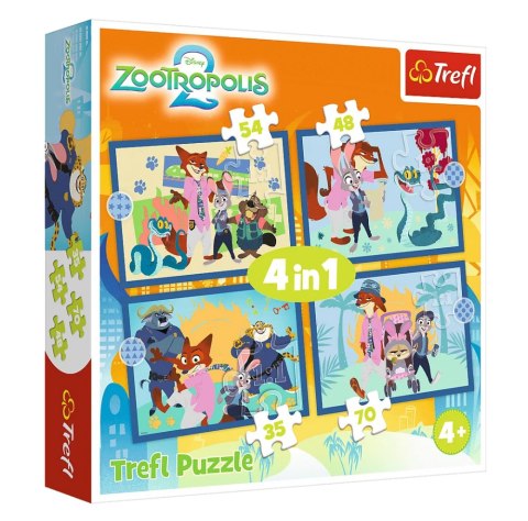 Puzzle - 4w1 (35, 48, 54, 70) - Zootopia pełna przygód - Disney Zwierzogród 2 - Trefl 34677 Trefl Puzzle