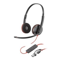 Słuchawki z mikrofonem Poly Blackwire 3320 Stereo USB-C + adapter USB-C/A czarne Poly