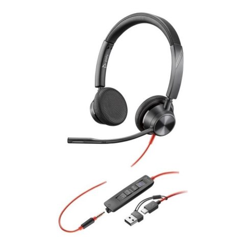 Słuchawki z mikrofonem Poly Blackwire 3325 Stereo Microsoft Teams USB-C Headset + 3,5mm jack + adapter USB-C/A Poly Słuchawki z mikrofonem Poly Blackwire 3325 Stereo Microsoft Teams USB-C Headset + 3,5mm jack + adapter USB-C/A Poly